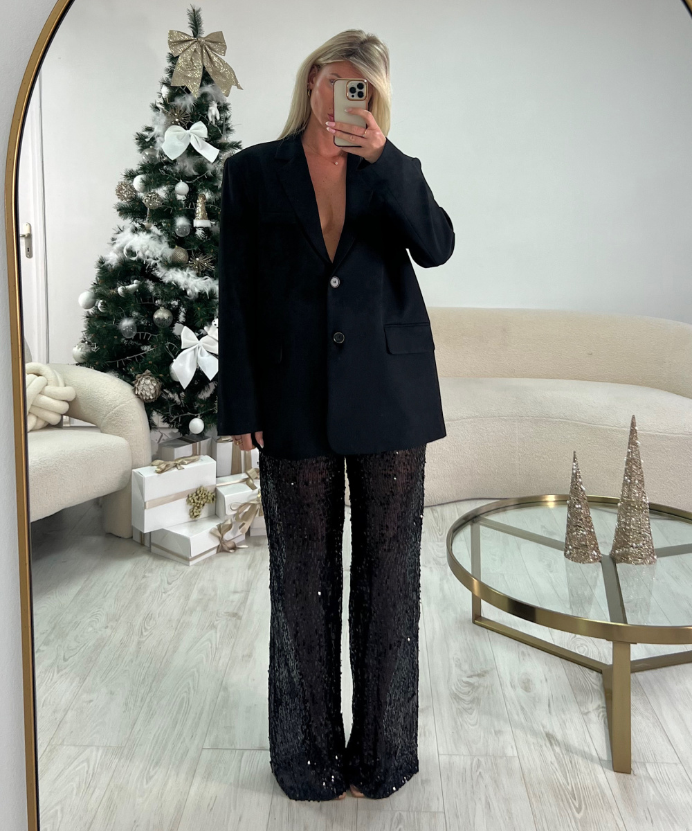 tall semi-transparent sequin pants shorts