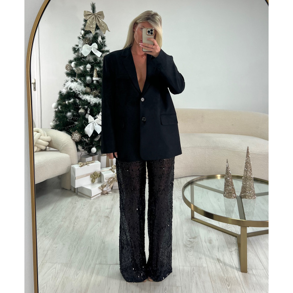 Pantalon extra long sequins semi transparent short - DRESS DESIREE