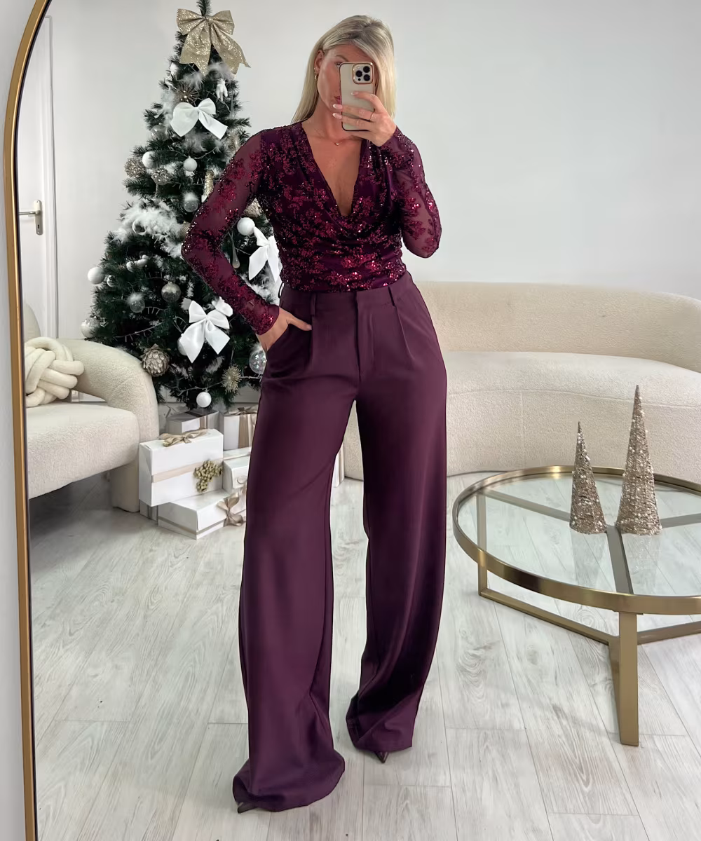 Pantalon fluide large plum  - DRESS DESIREE