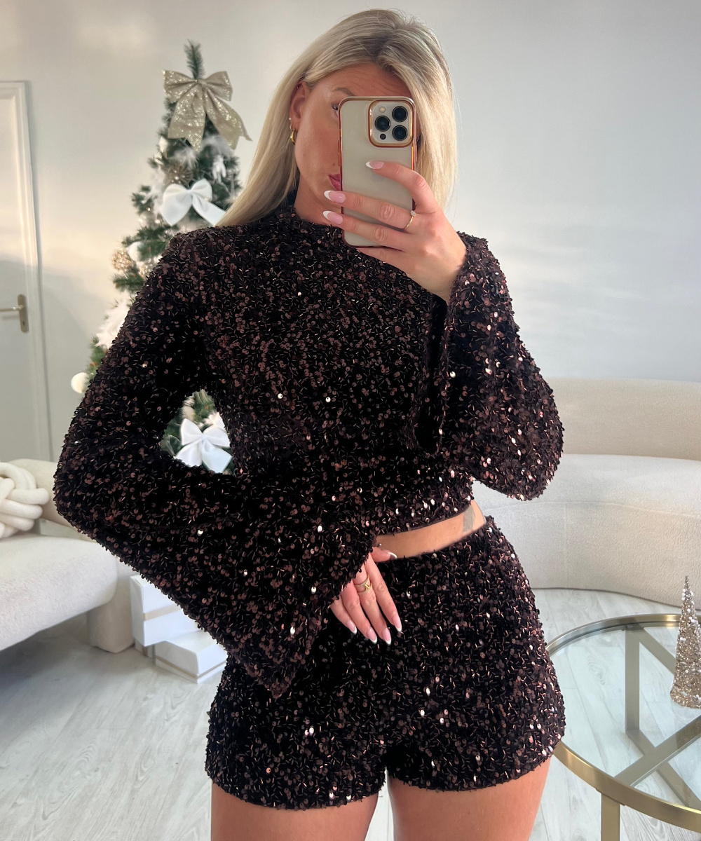 Ensemble short sequins choco - DRESS DESIREE