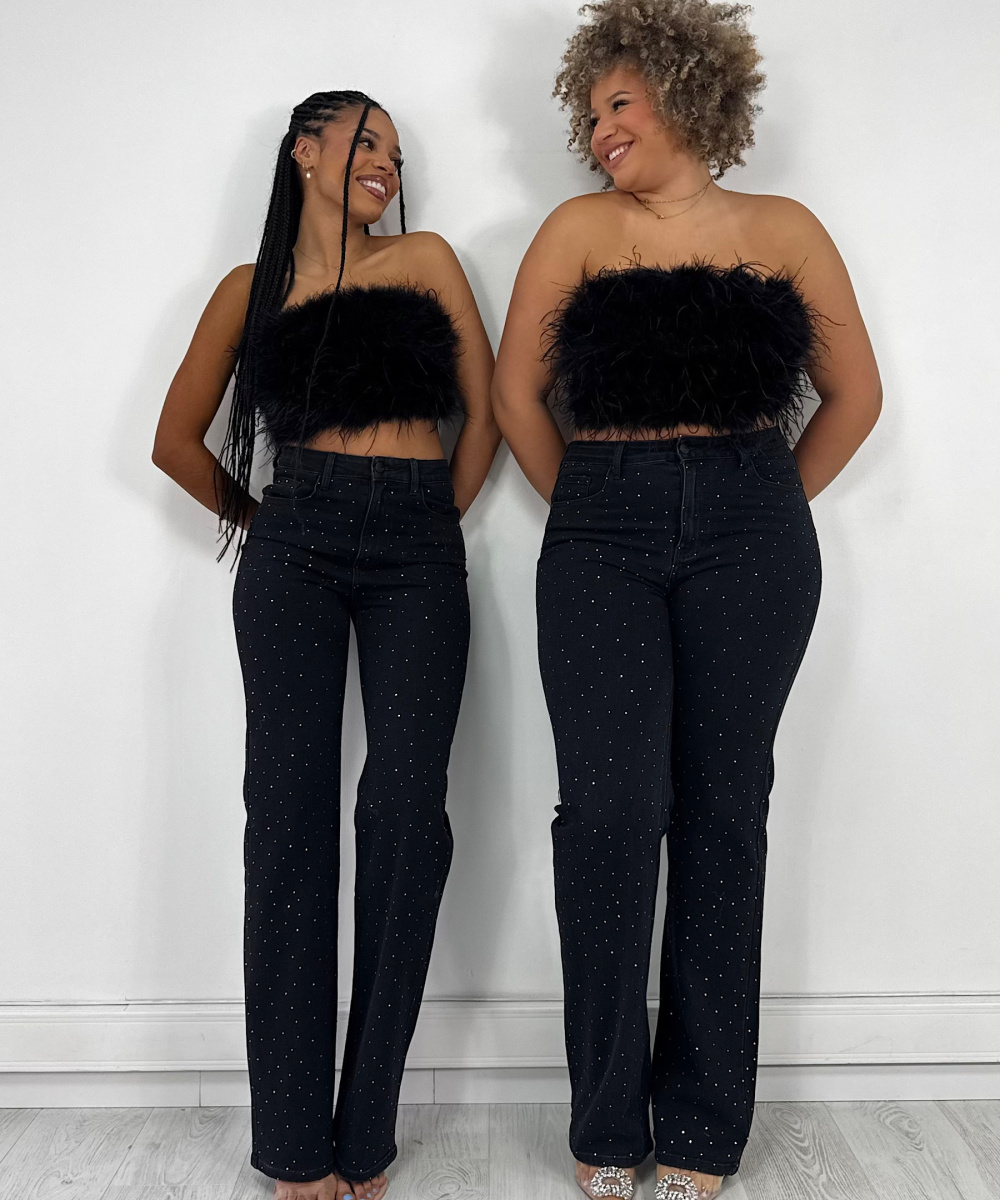 Tall  black stretch rhinestone jeans