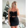 Rhinestone-trimmed skort