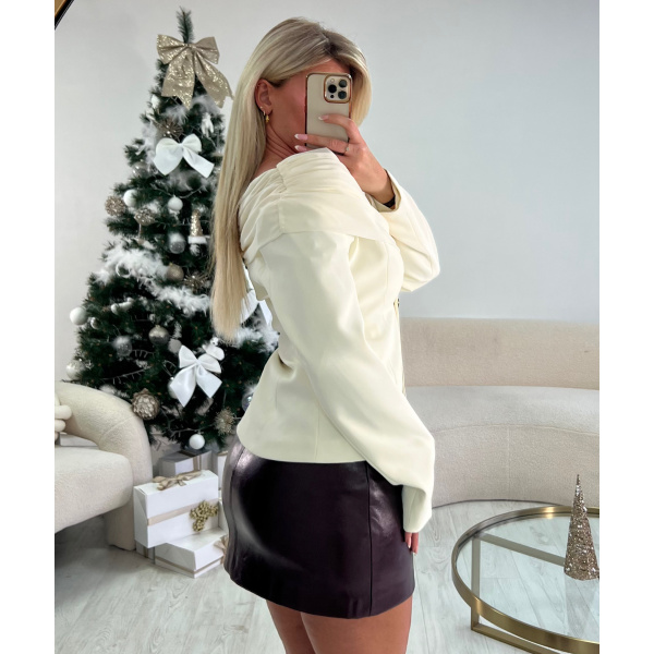 Blazer majestueux cintré drapé blanc - DRESS DESIREE