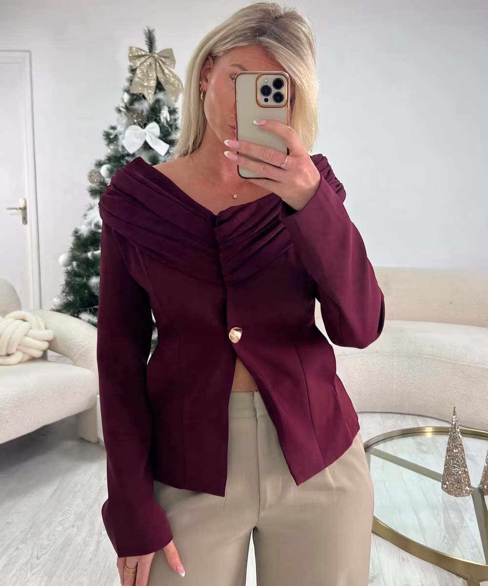 Blazer majestueux cintré drapé bordeaux - DRESS DESIREE