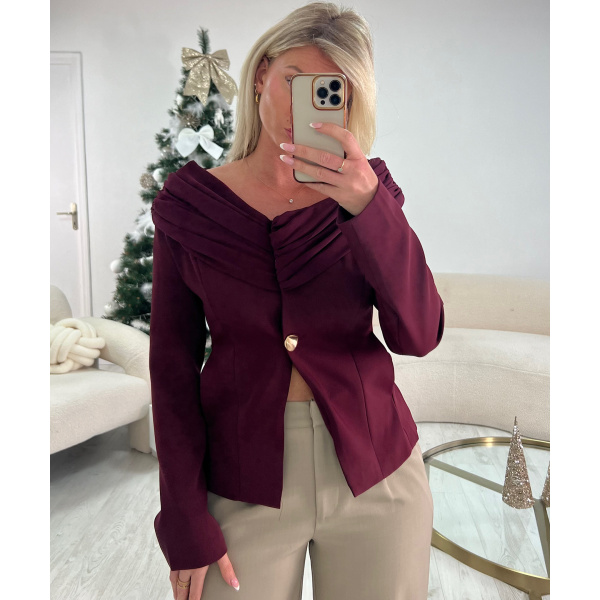 Blazer majestueux cintré drapé bordeaux - DRESS DESIREE