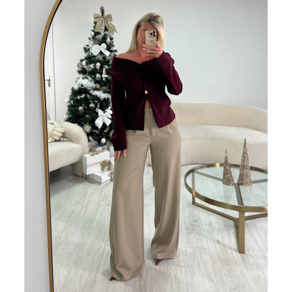 Thick draped fitted burgundy blazer