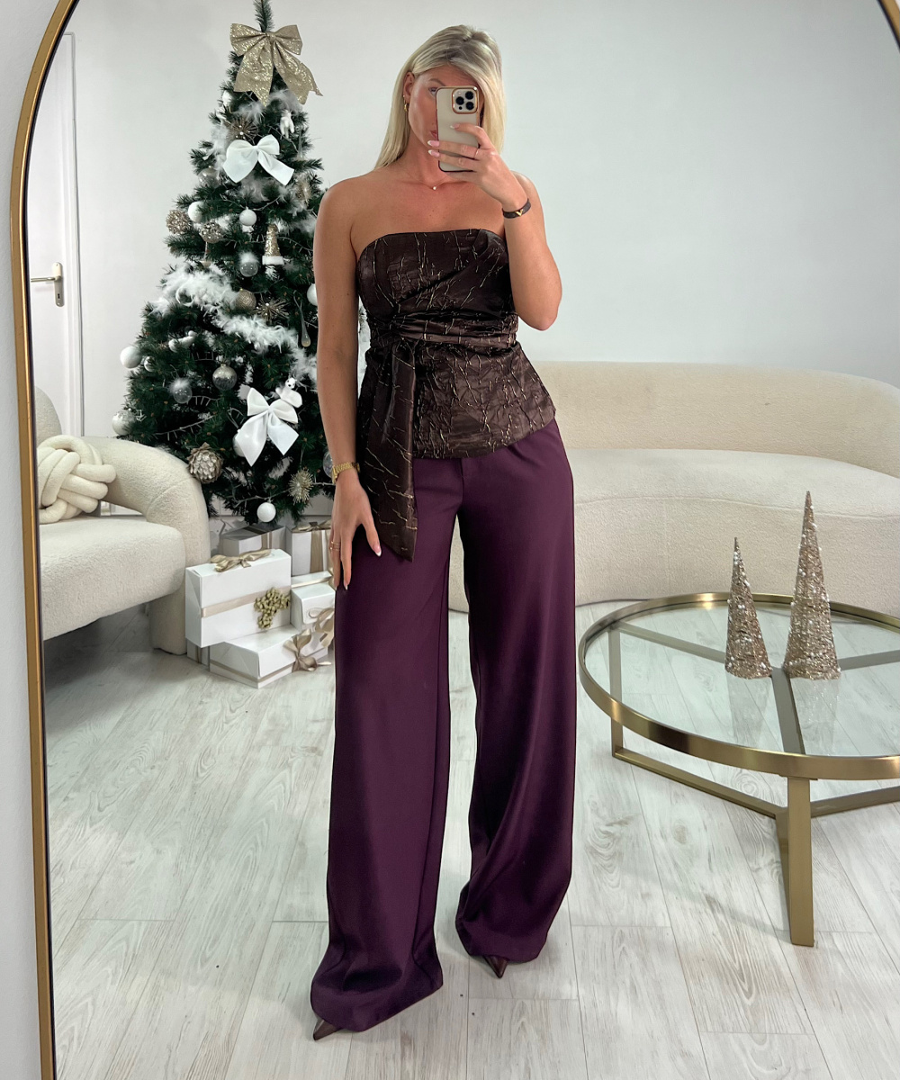 Top bustier relief doré choco- DRESS DESIREE
