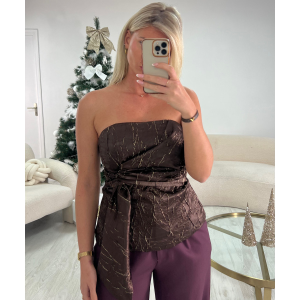 Top bustier relief doré choco- DRESS DESIREE