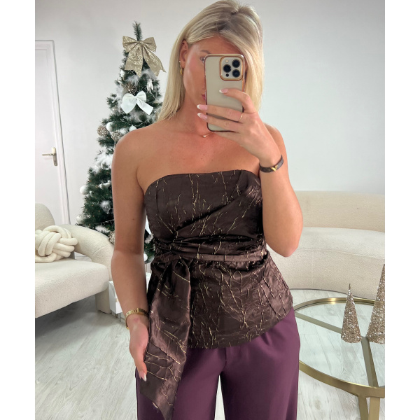 Top bustier relief doré choco- DRESS DESIREE