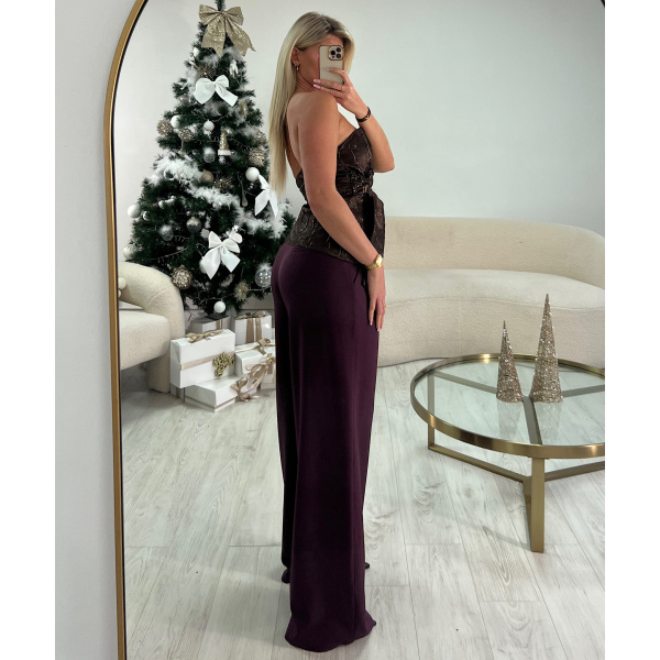 Top bustier relief doré choco- DRESS DESIREE