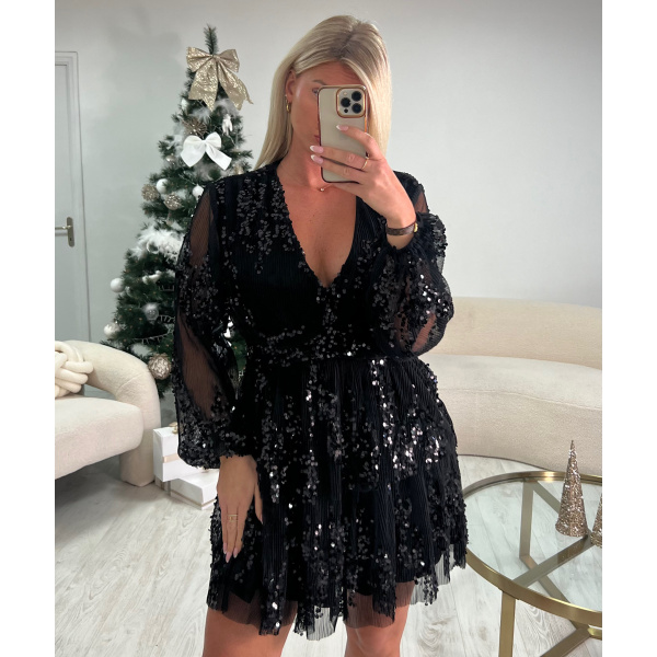 Robe tulle fluide sequins noire - DRESS DESIREE