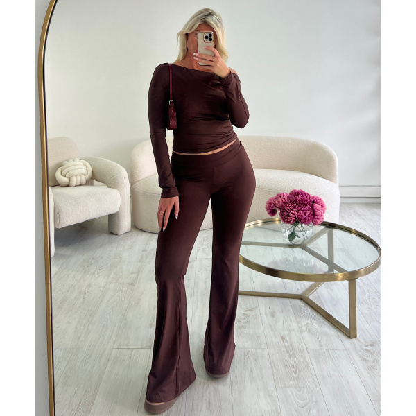 Ensemble pantalon flare casual choco DRESS DESIREE