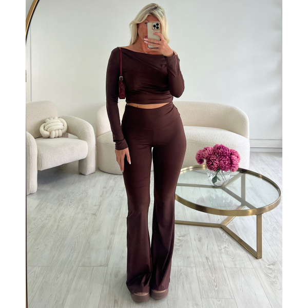 Ensemble pantalon flare casual choco DRESS DESIREE