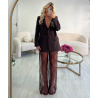 Pantalon dentelle extra long choco - DRESS DESIREE