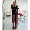 Pantalon dentelle extra long choco - DRESS DESIREE