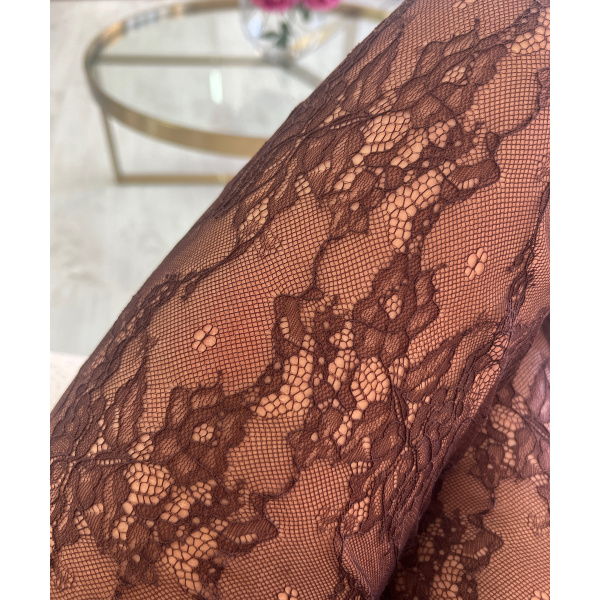 Pantalon dentelle extra long choco - DRESS DESIREE