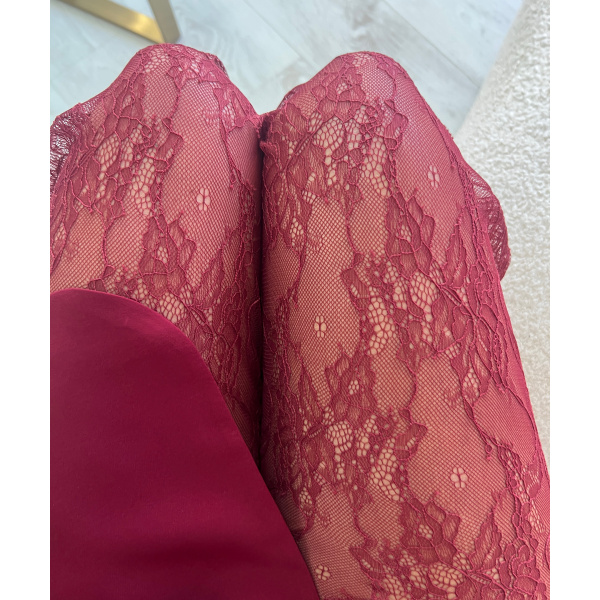 Pantalon dentelle extra long burgundy - DRESS DESIREE