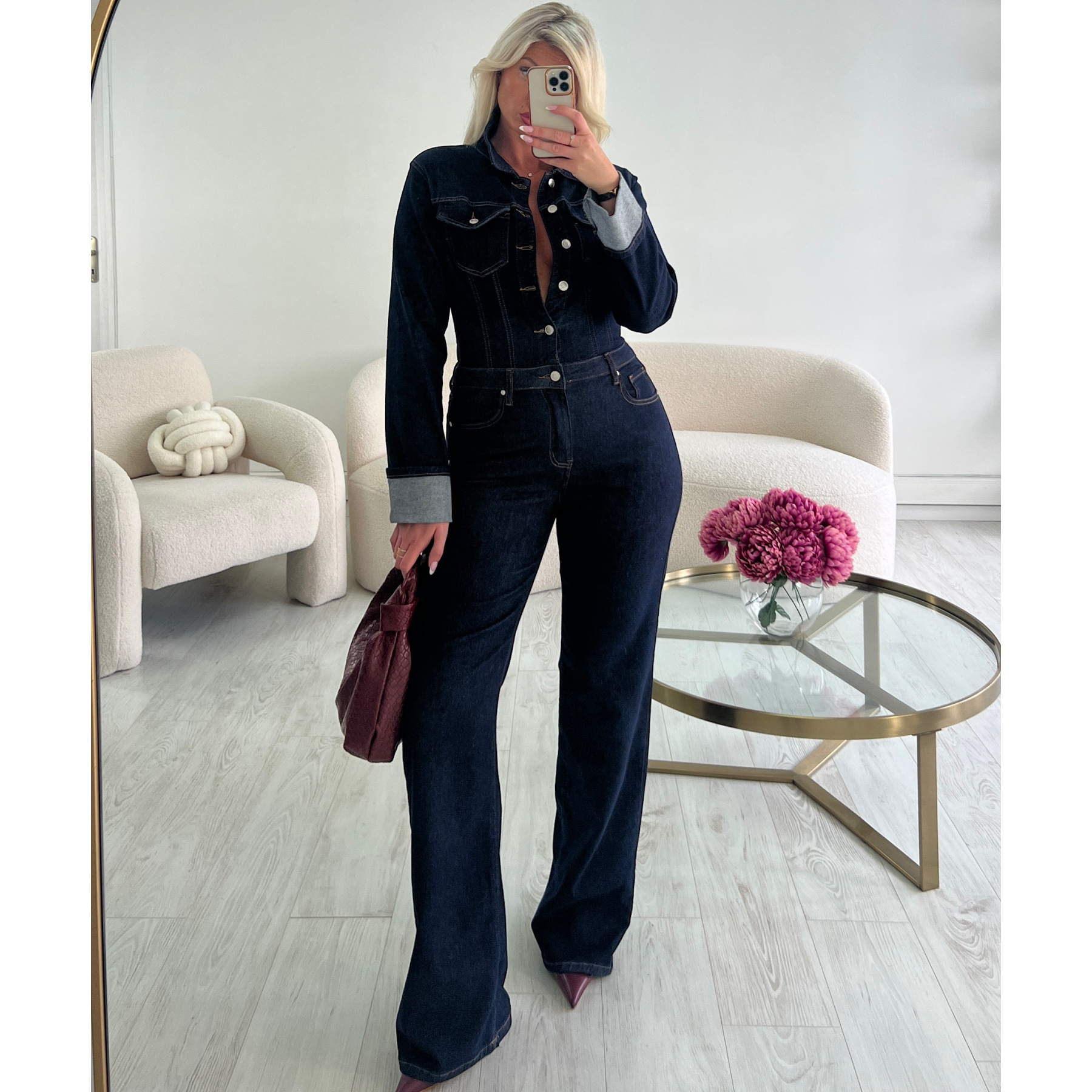 Raw denim jumpsuit with inclusive hems - DRESS DESIREE