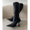 Classy black faux leather heeled boots - DRESS DESIREE