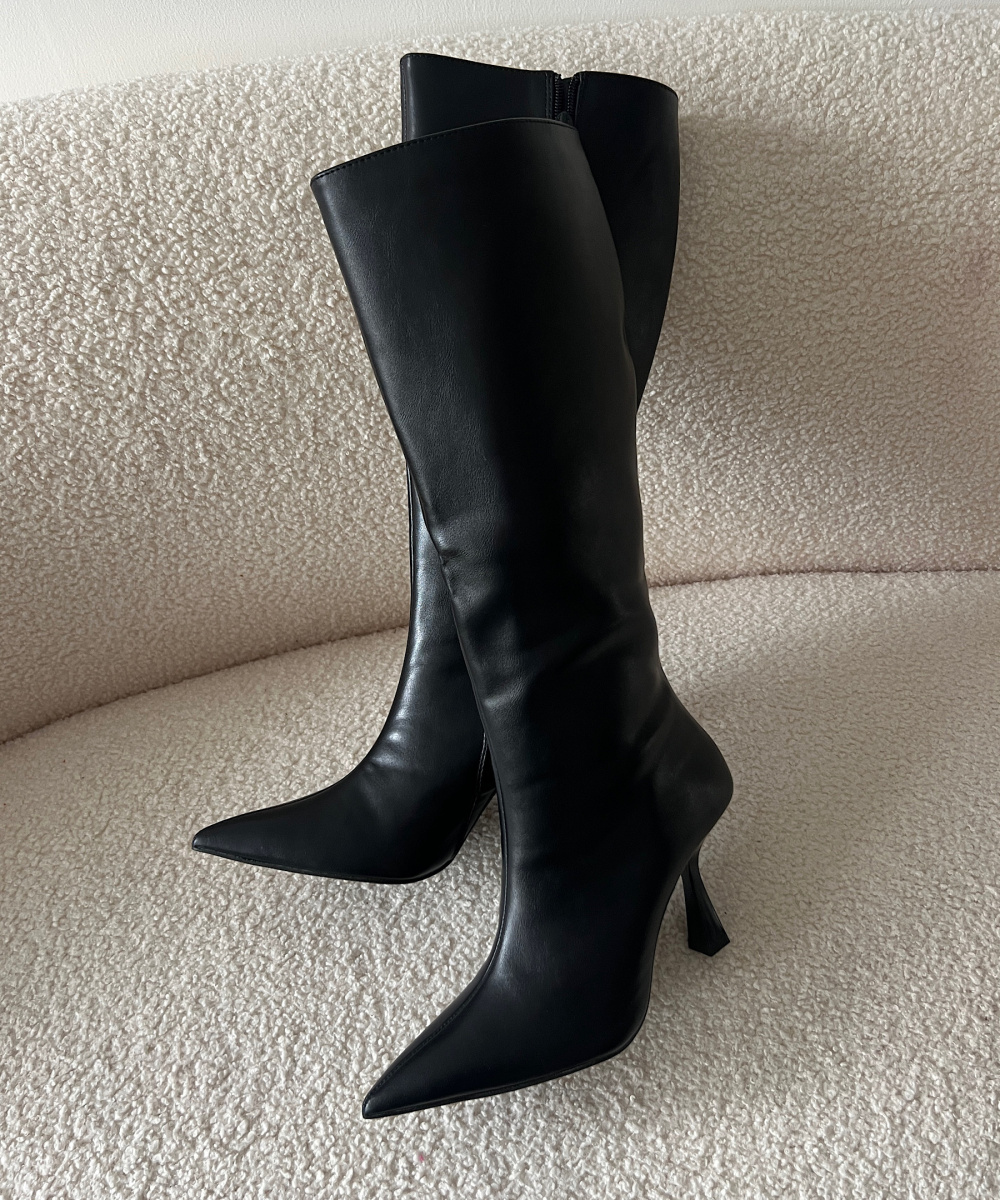 Bottes talons classy simili cuir noires - DRESS DESIREE