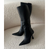 Classy black faux leather heeled boots - DRESS DESIREE