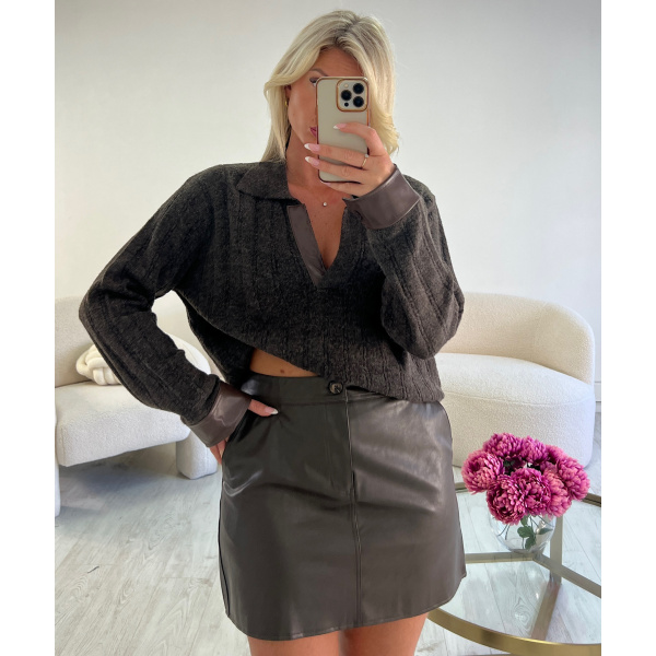 Jupe simili cuir droite choco glacé DRESS DESIREE