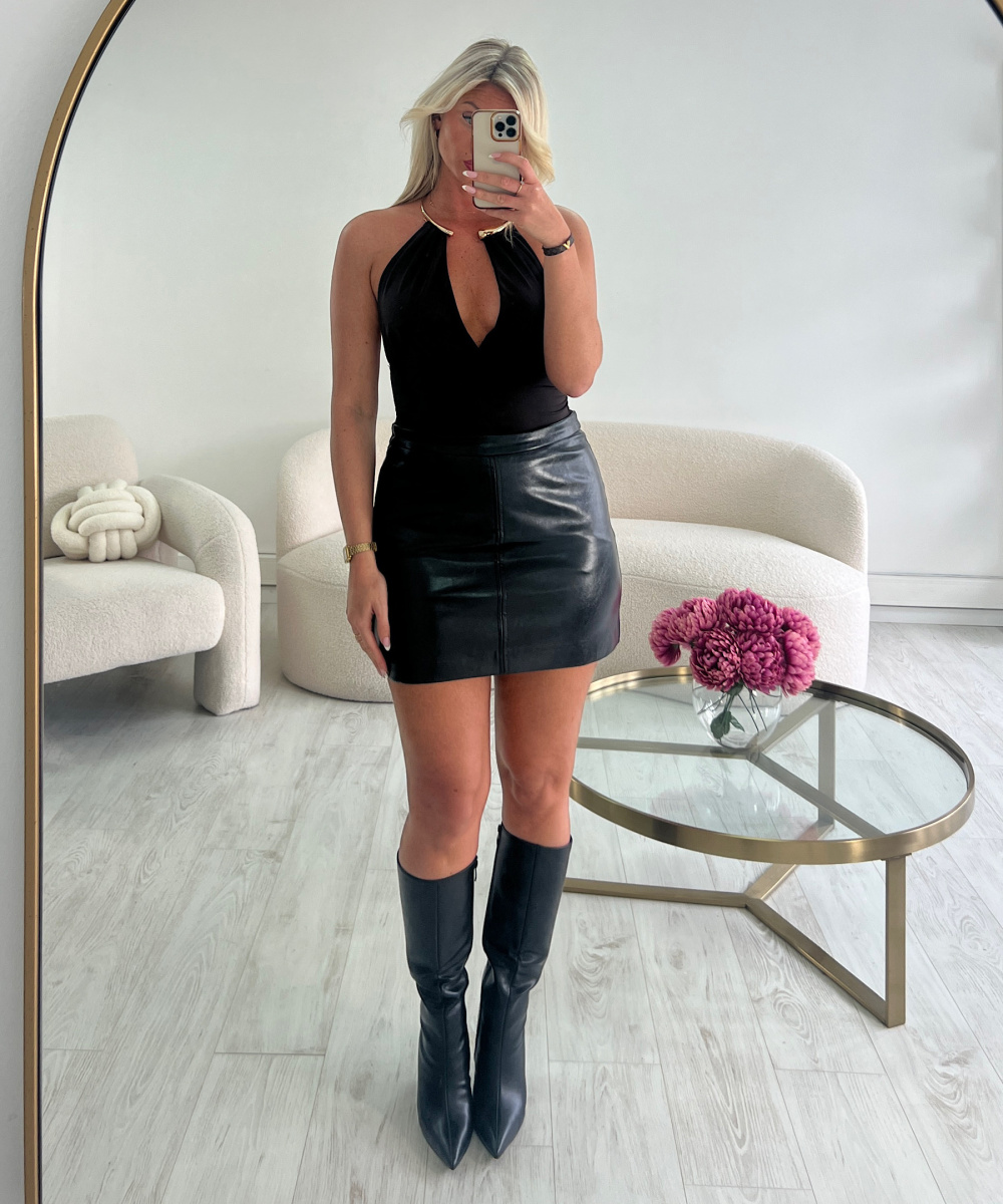 Jupe simili brillant noire- DRESS DESIREE