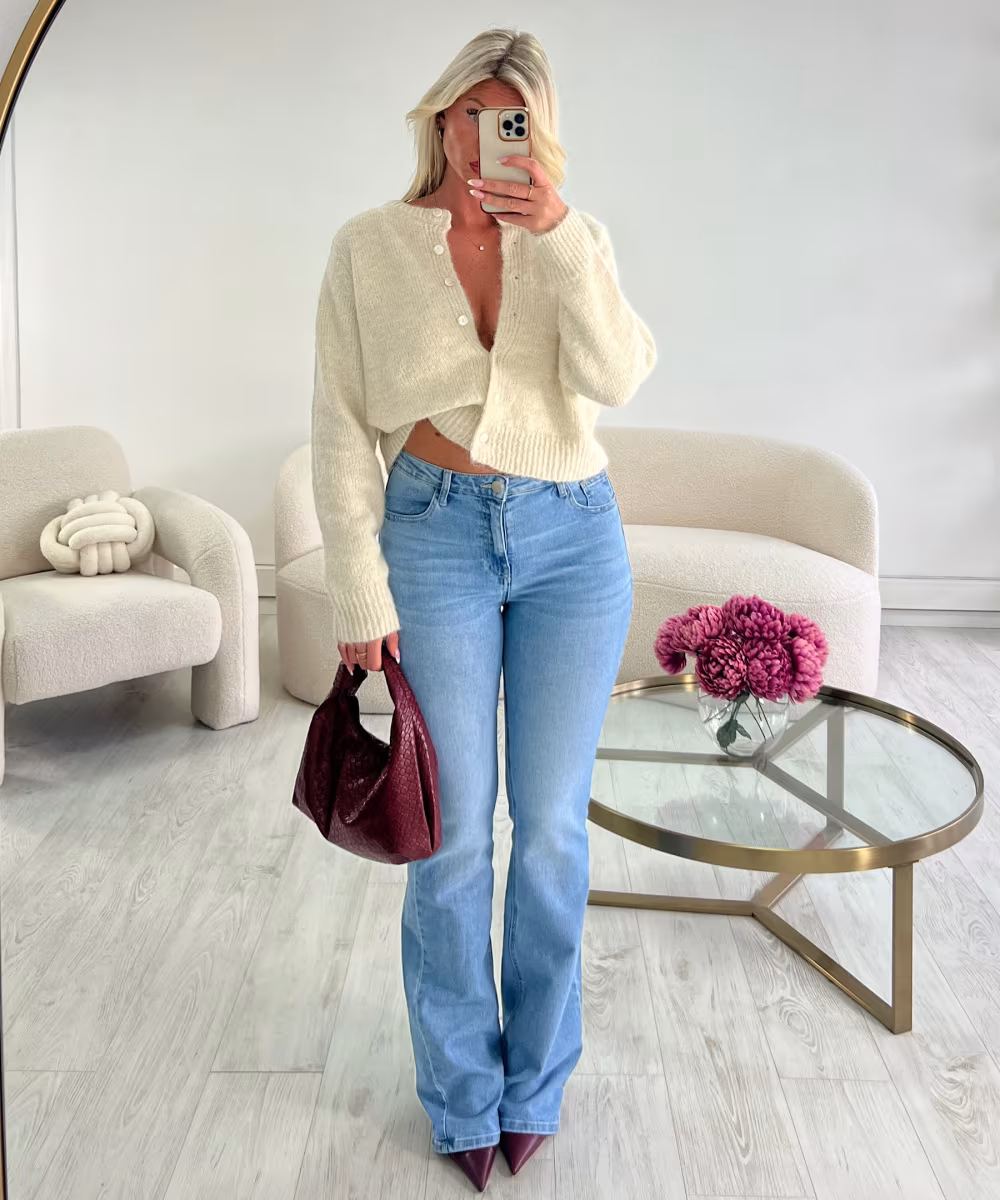 Jeans bleu flare extra long taille basse - DRESS DESIREE
