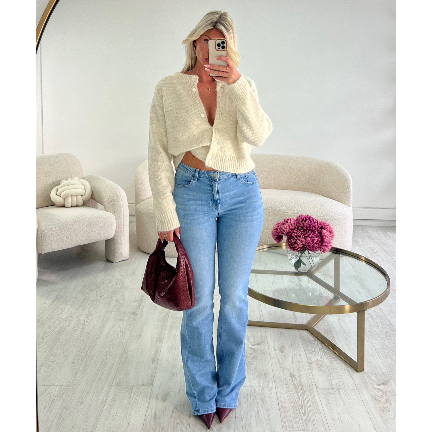 Blue flare extra long stretch jeans - DRESS DESIREE