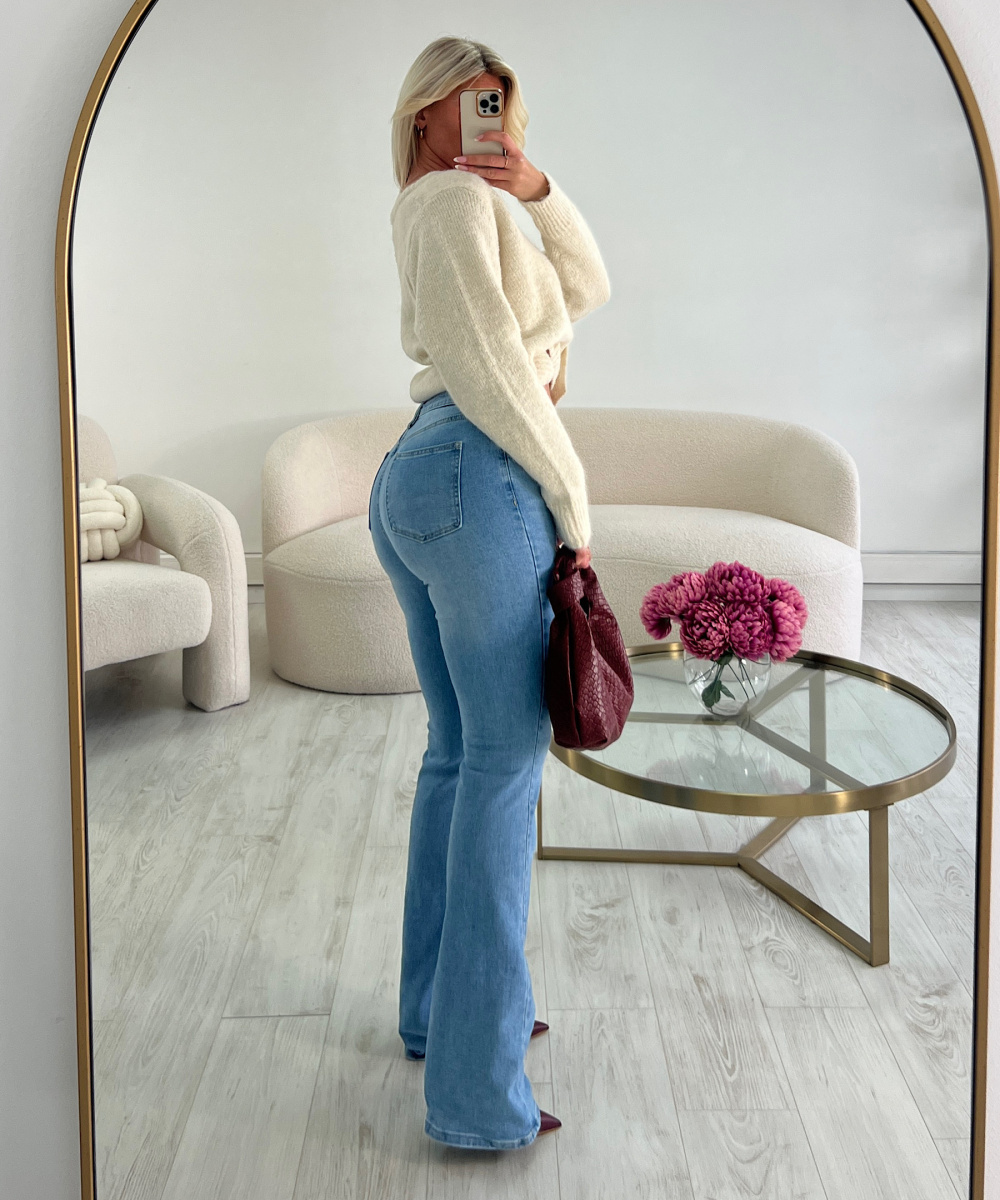 Blue flare tall stretch jeans