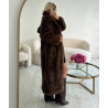 Premium fitted long chocolate fur coat - DRESS DESIREE