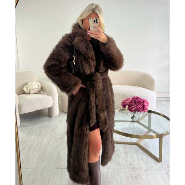 Fourrure longue chocolat cintré Premium - DRESS DESIREE