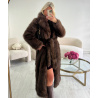 Premium fitted long chocolate fur coat - DRESS DESIREE