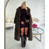 Premium fitted long chocolate fur coat - DRESS DESIREE