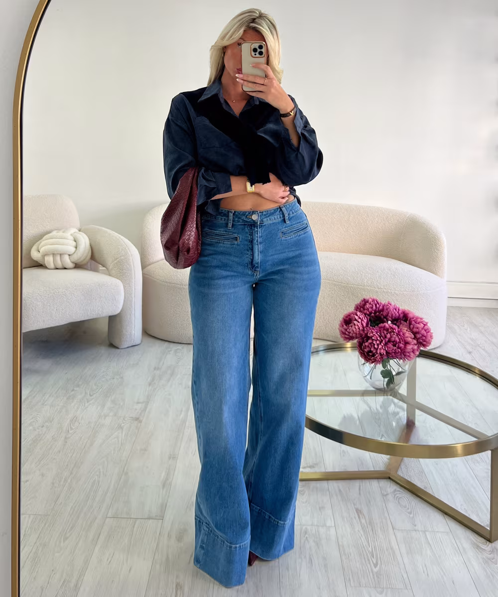 Jeans extra long bleu foncé couture - DRESS DESIREE