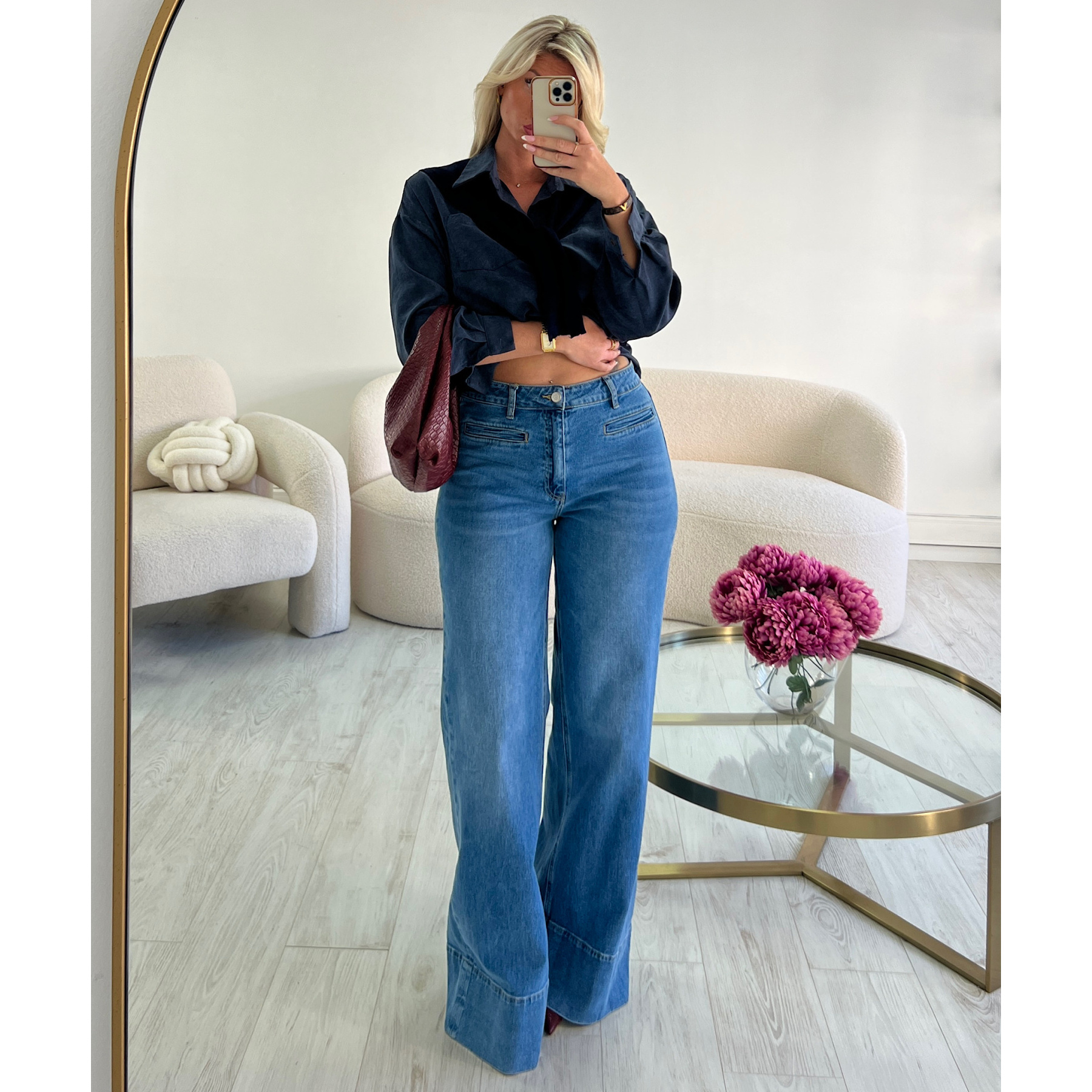 Jeans extra long bleu foncé couture - DRESS DESIREE