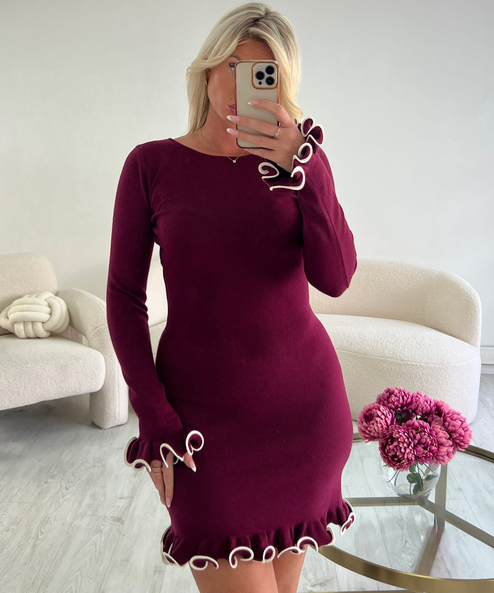 Burgundy couture sweater dress