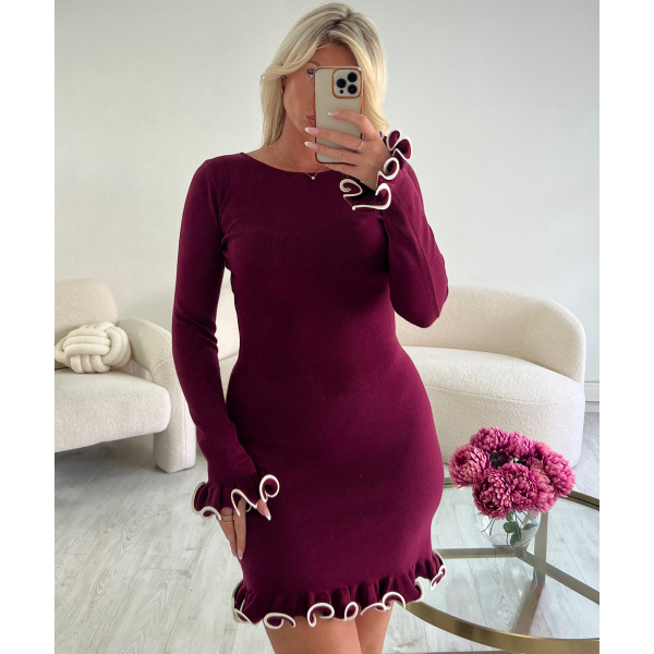 Burgundy couture sweater dress