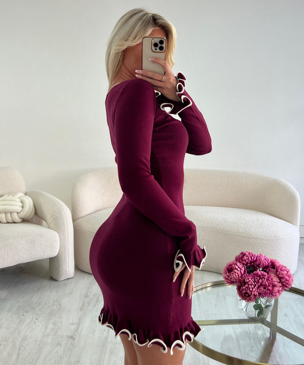 Robe pull burgundy couture