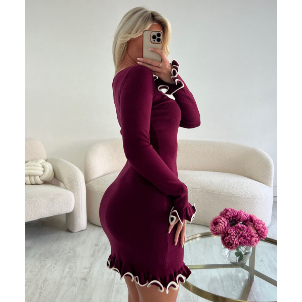 Burgundy couture sweater dress