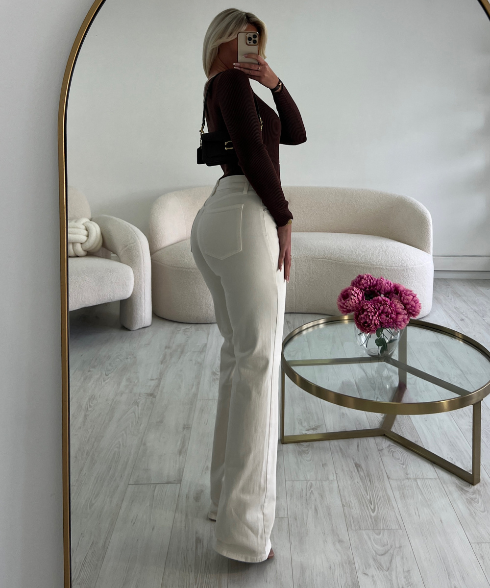Tall beige mid-rise jeans