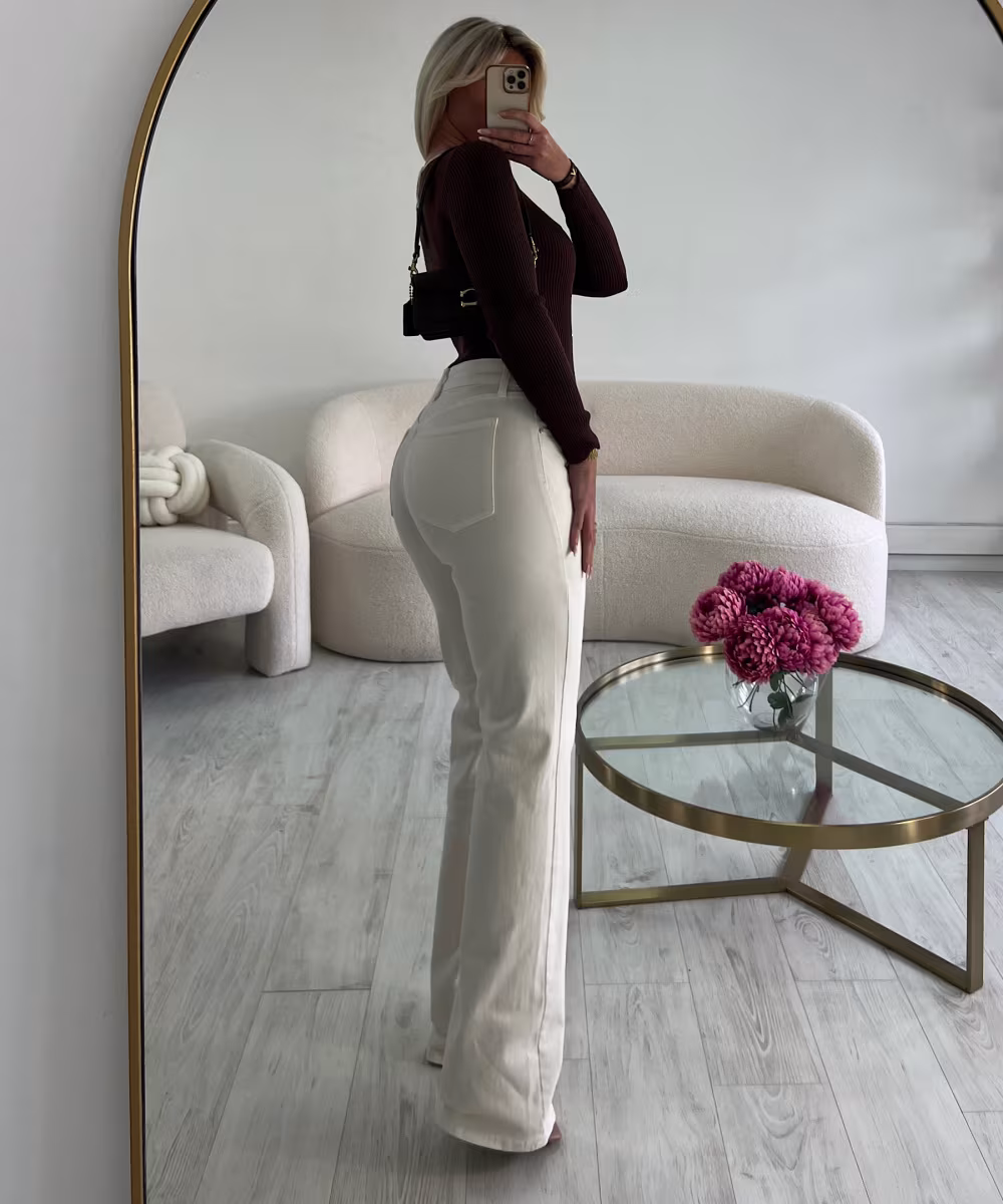 Jeans Tall beige mi-taille haute