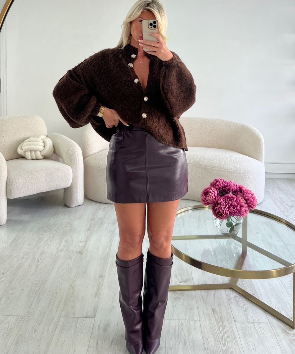 Jupe simili brillant prune- DRESS DESIREE