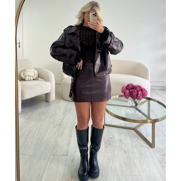 Jupe simili brillant prune- DRESS DESIREE