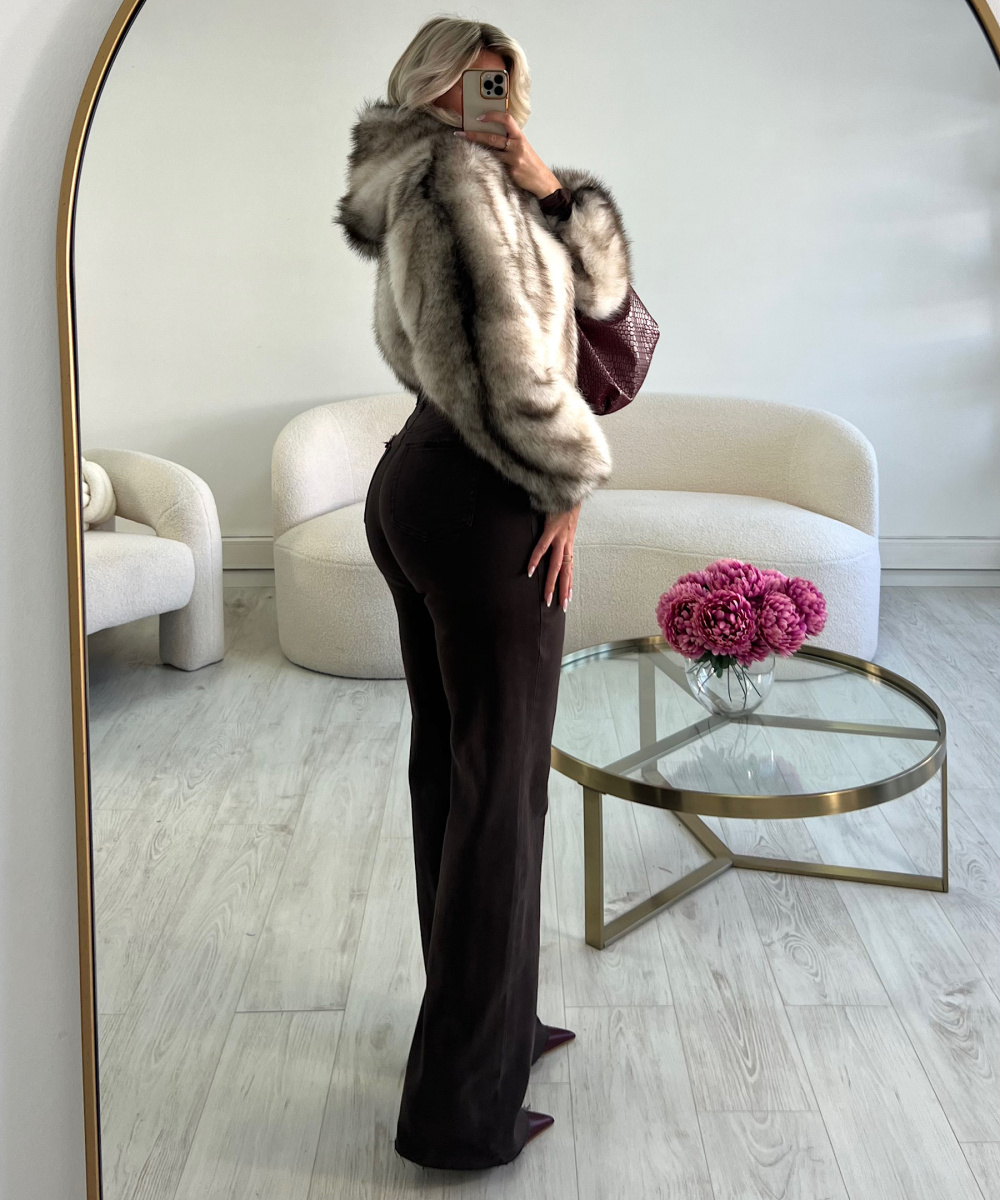 Tall chocolate mid-rise jeans