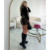 Leopard fleece skirt shorts