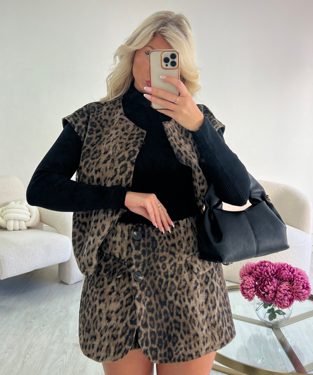 Jupe short molletonné léopard - DRESS DESIREE