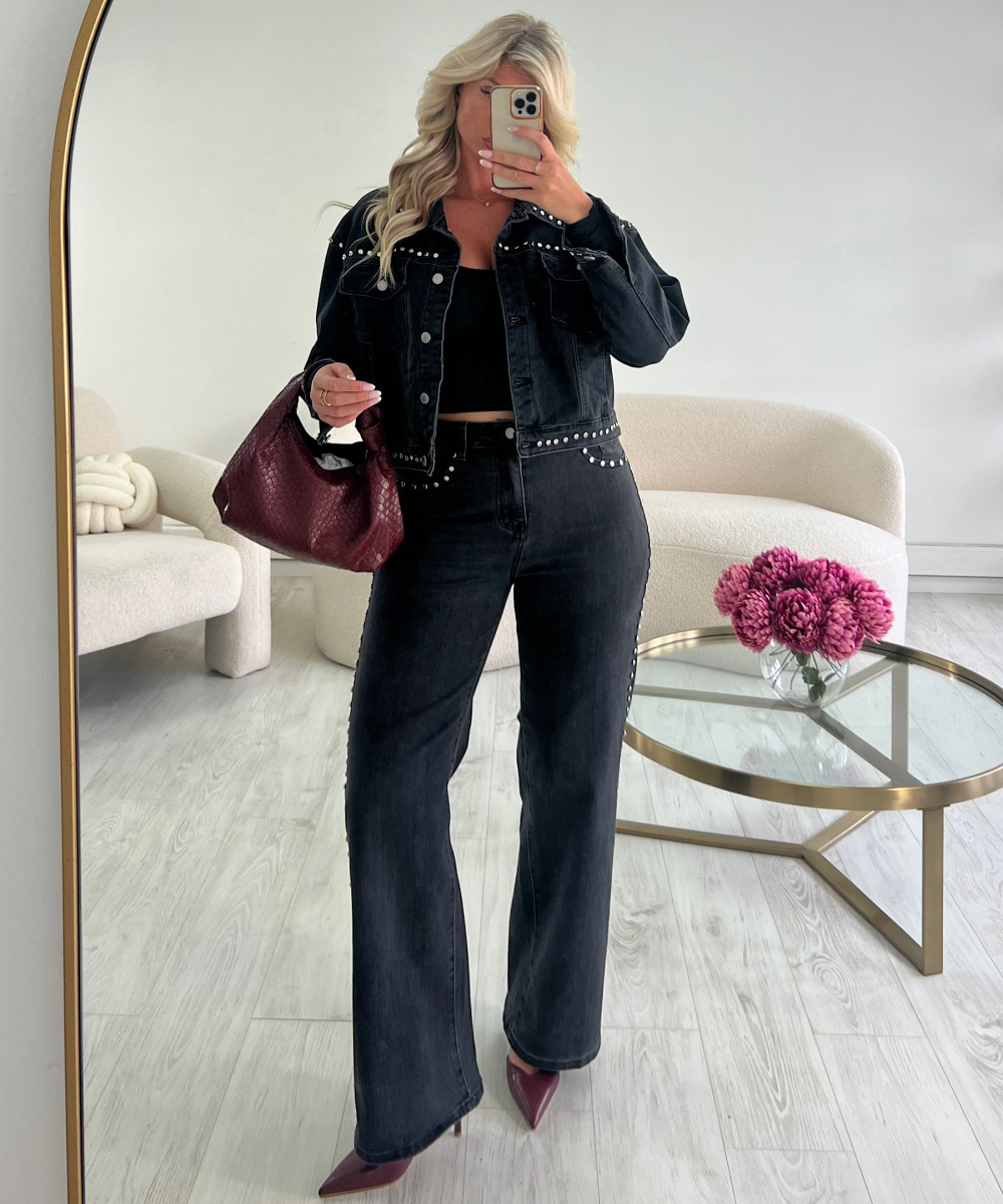 Jeans standard noir clouté - DRESS DESIREE