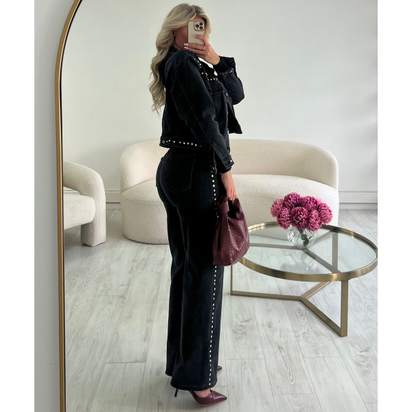 Jeans standard noir clouté - DRESS DESIREE