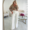 Extra long white jeans with brown stitching - DRESS DESIREE